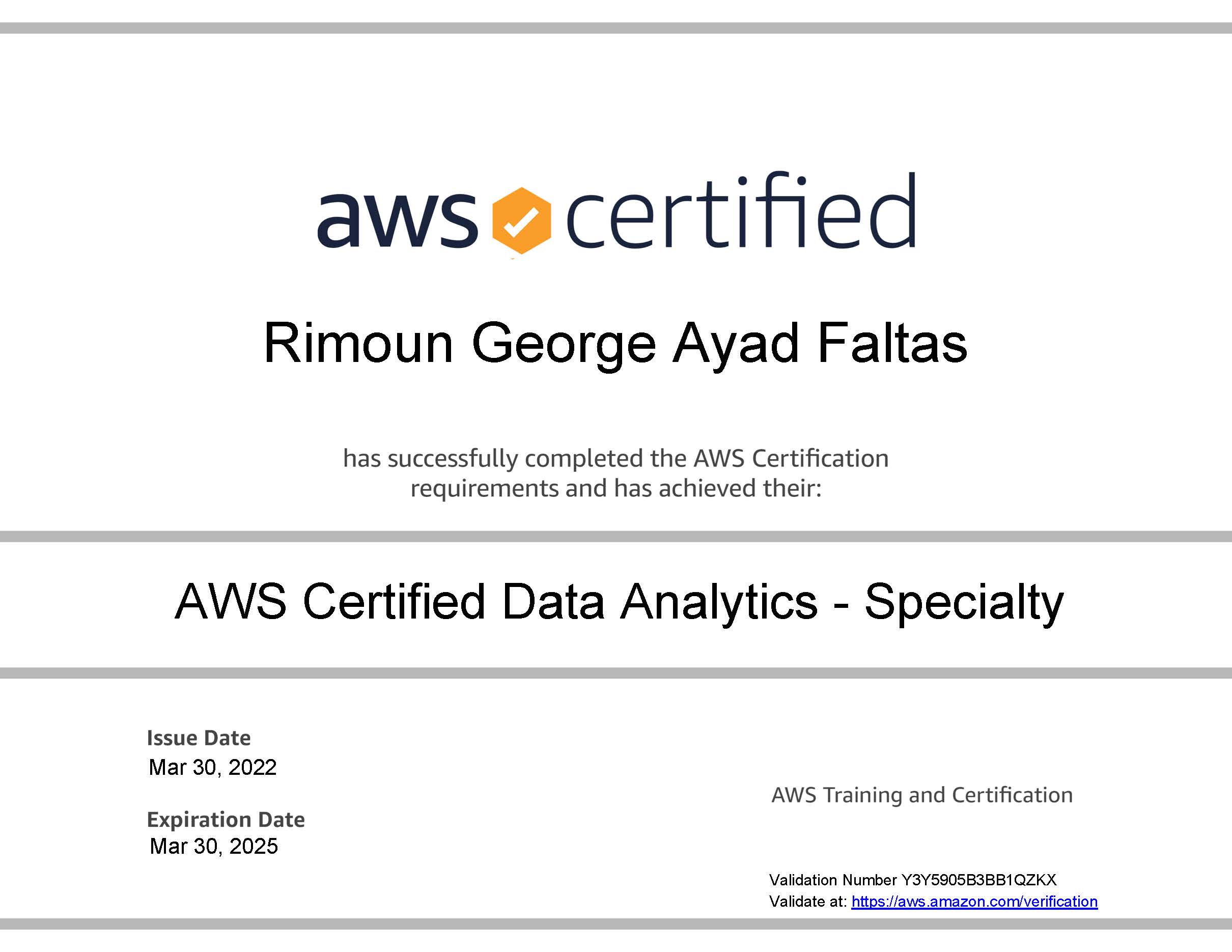 AWS Certified Data Analytics - Specialty