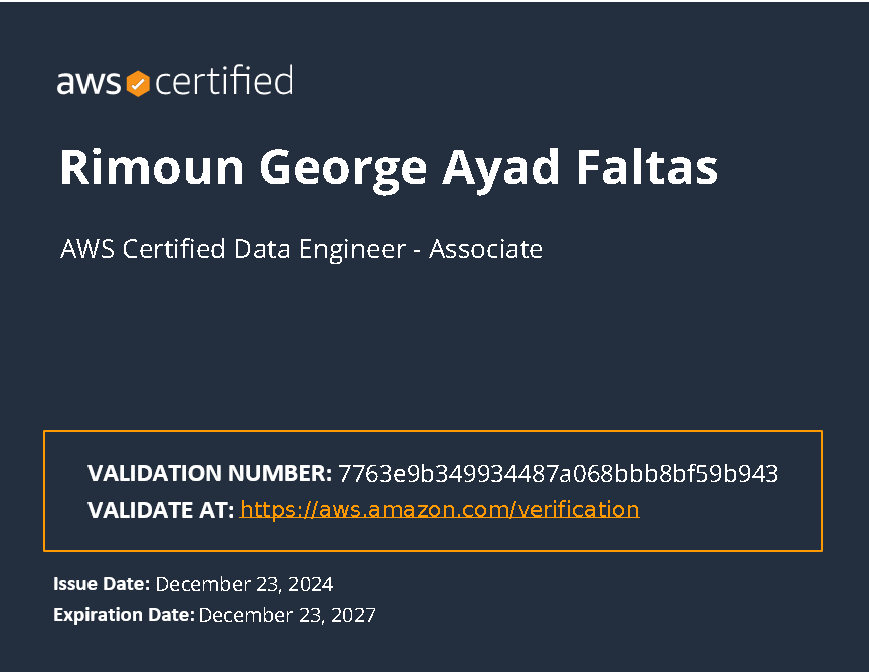 AWS Certified Data Engineer - Associate certificate