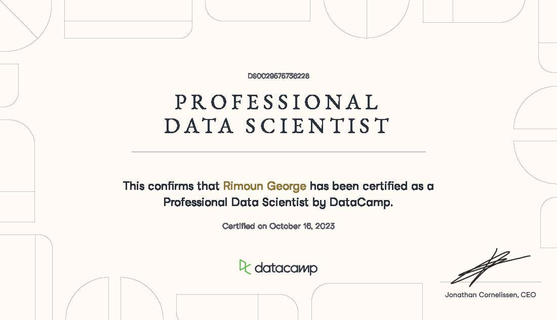 Data Scientist Professional Certificate