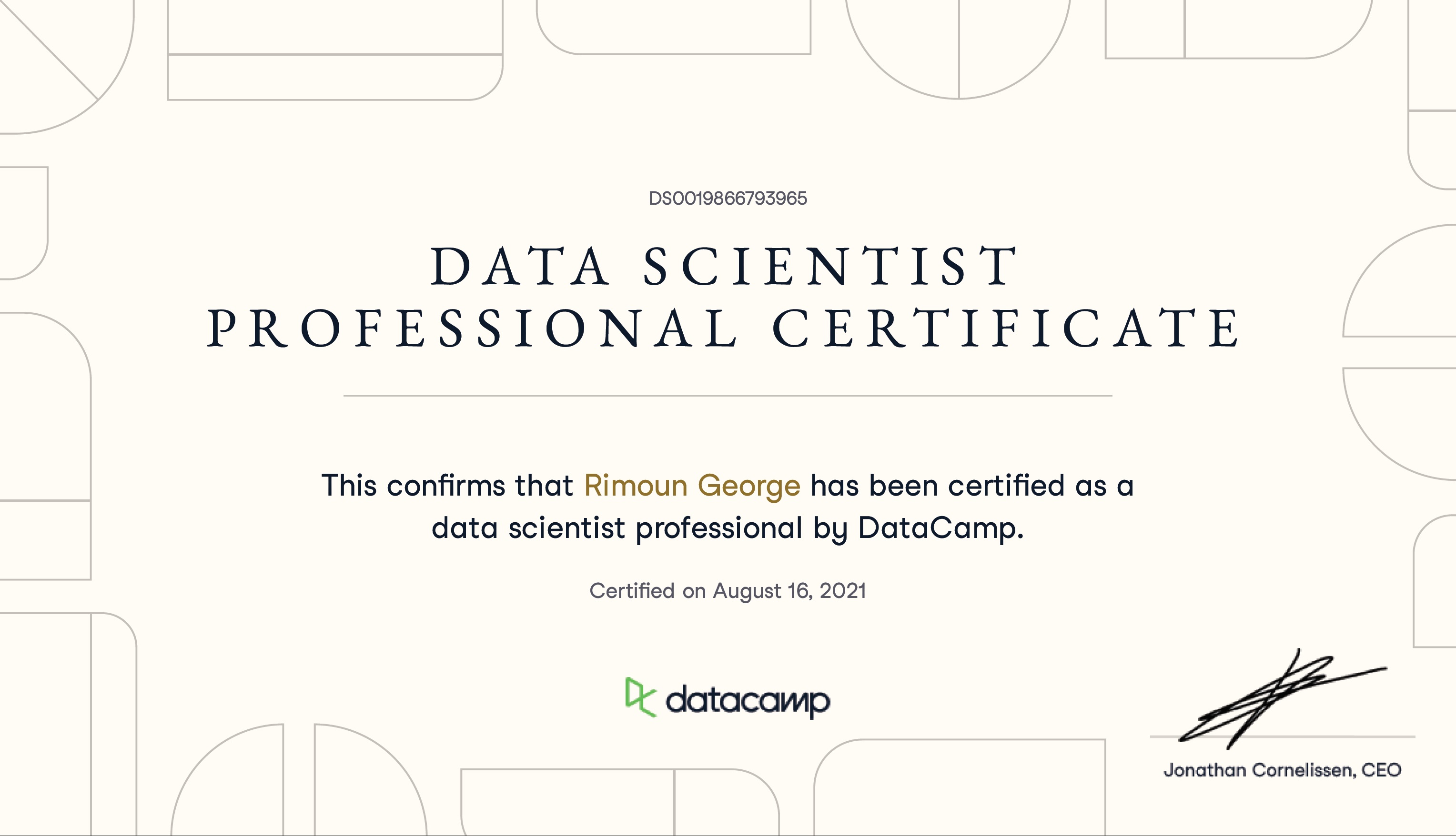 Data Scientist Professional Certificate