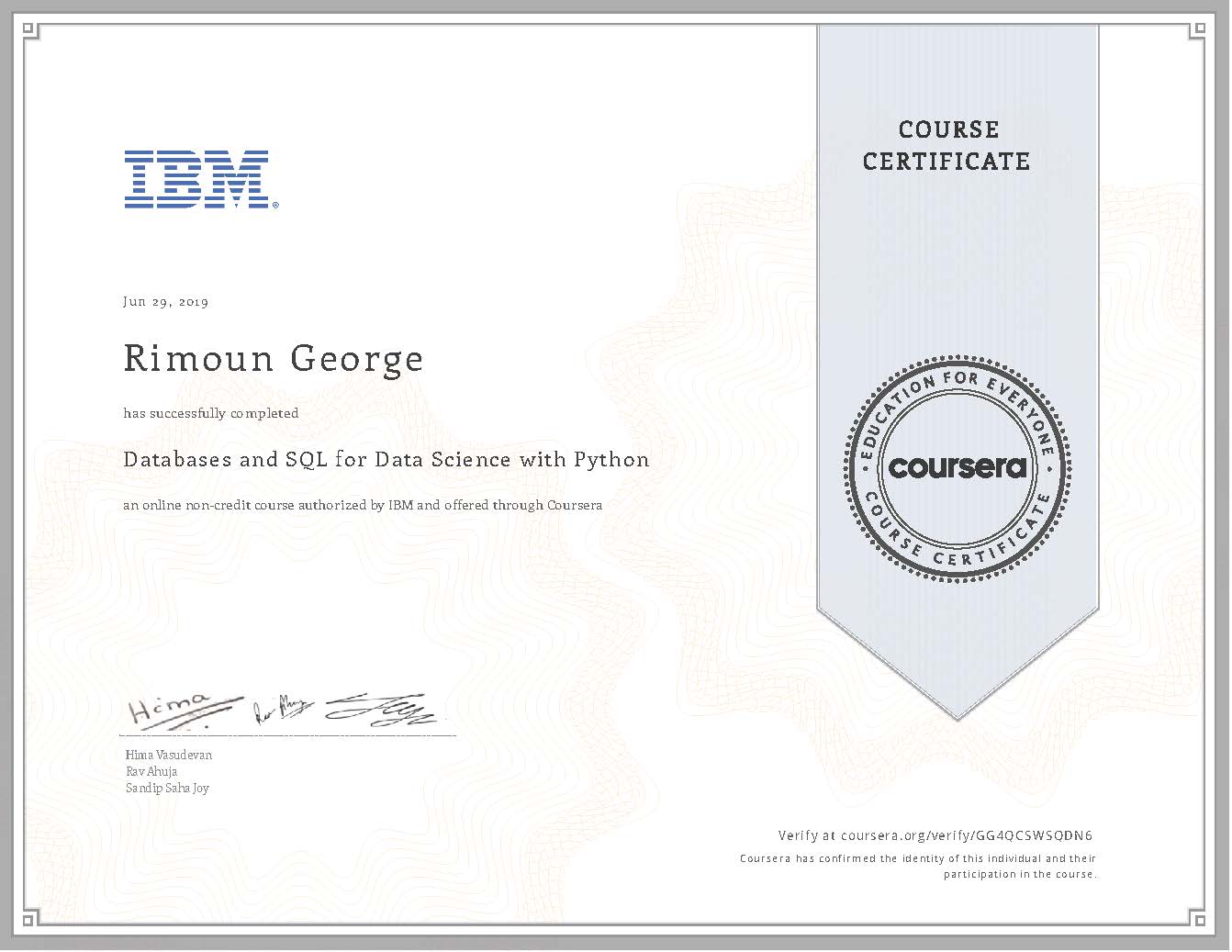 Databases and SQL for Data Science